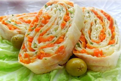 Лаваш с крабовыми палочками и корейской морковкой: рецепт, особенности приготовления